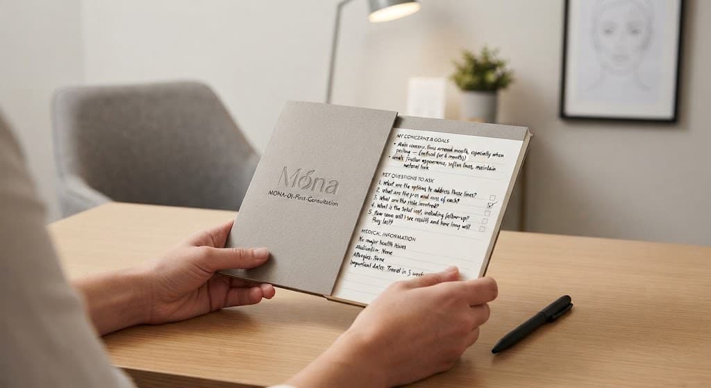 Consultation notebook with questions and space for appointment notes